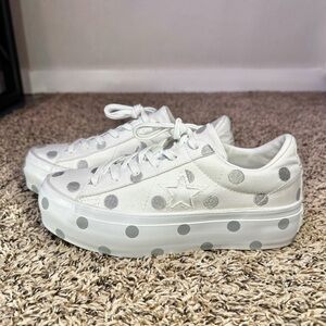 Converse One Star Platform Womens Size 6.5 White Polka Dots 90s Shoes Sneakers